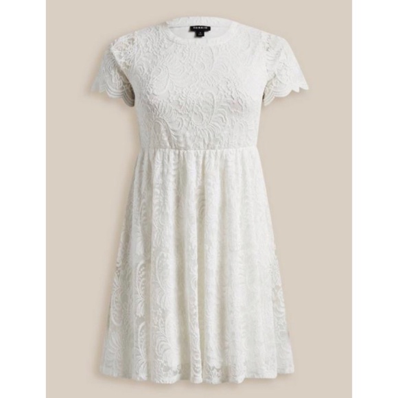 ⭐️SOLD⭐️ 🆕 White Mini Lace Fit & Flare Dress 3 3X 22 24 NWT Torrid New! - Picture 5 of 6